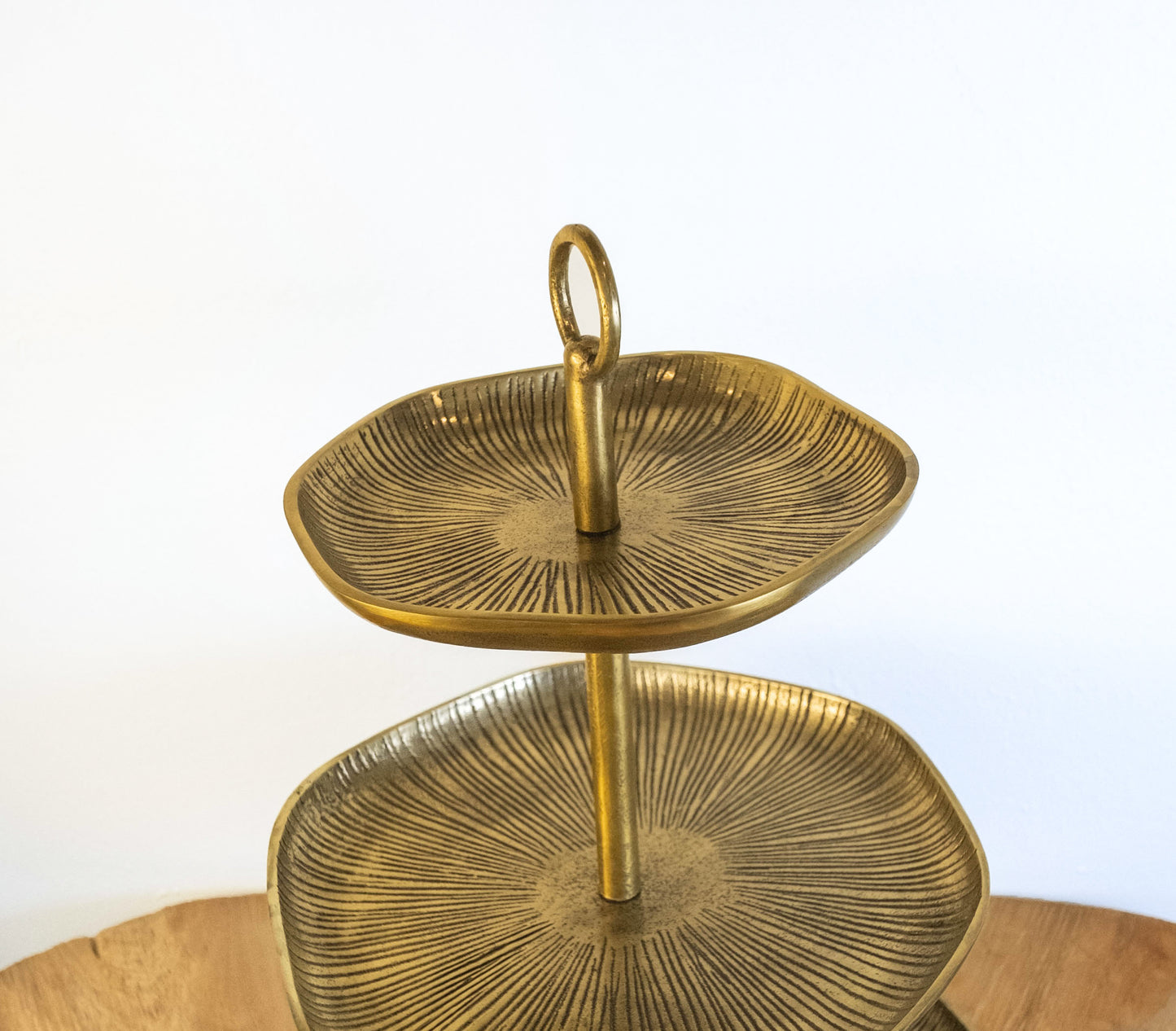 Yosemite Handcrafted Antique Brass 3-Tier Serving Stand