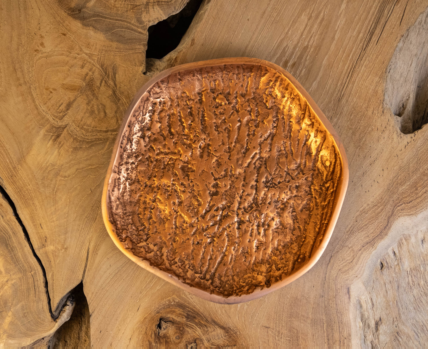 Yosemite Handcrafted Textured Copper Small Decorative Plate